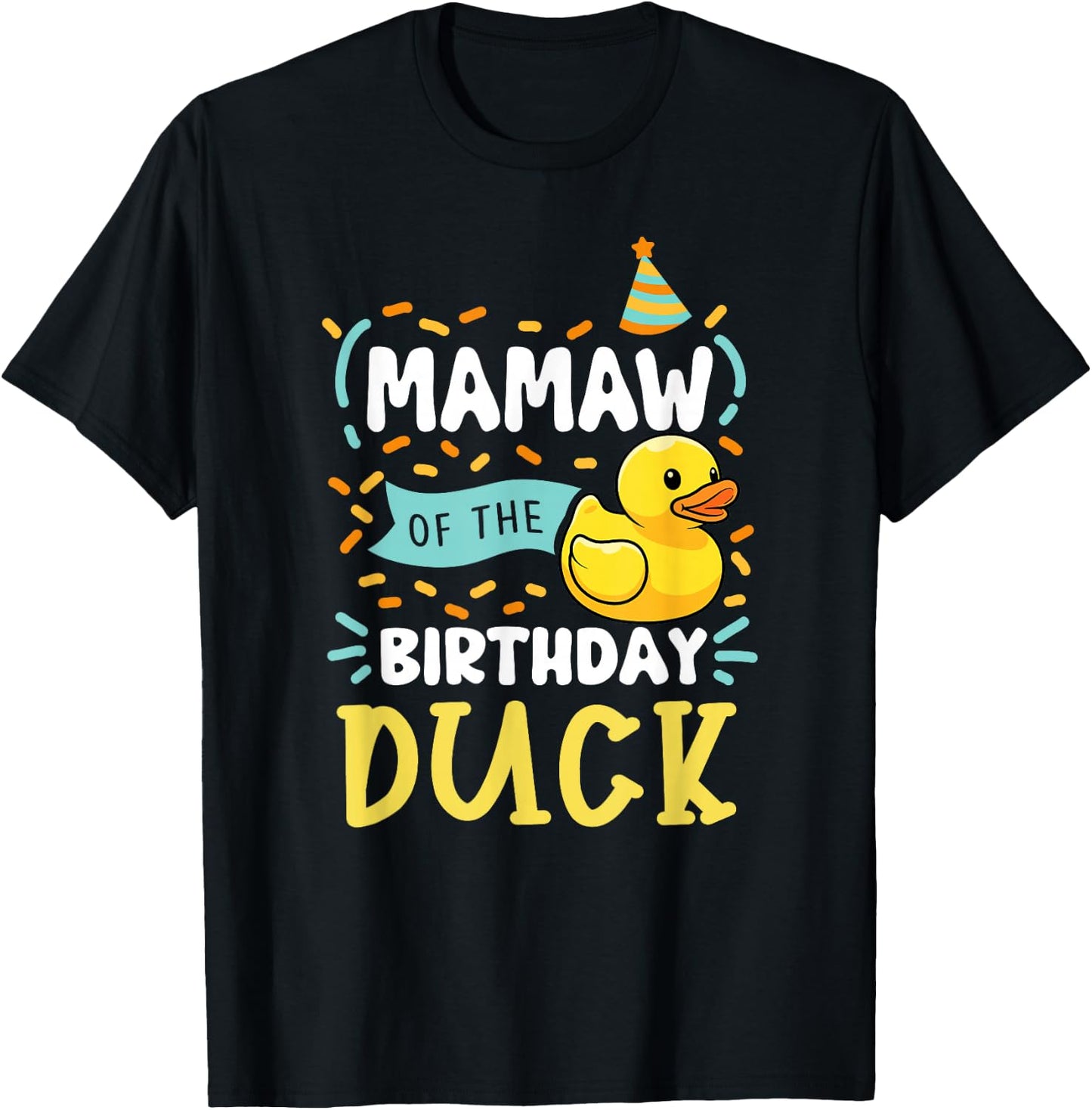 Mamaw of The Birthday Duck Boy Rubber Duck Bday Family T-Shirt - T-Shirt | Black
