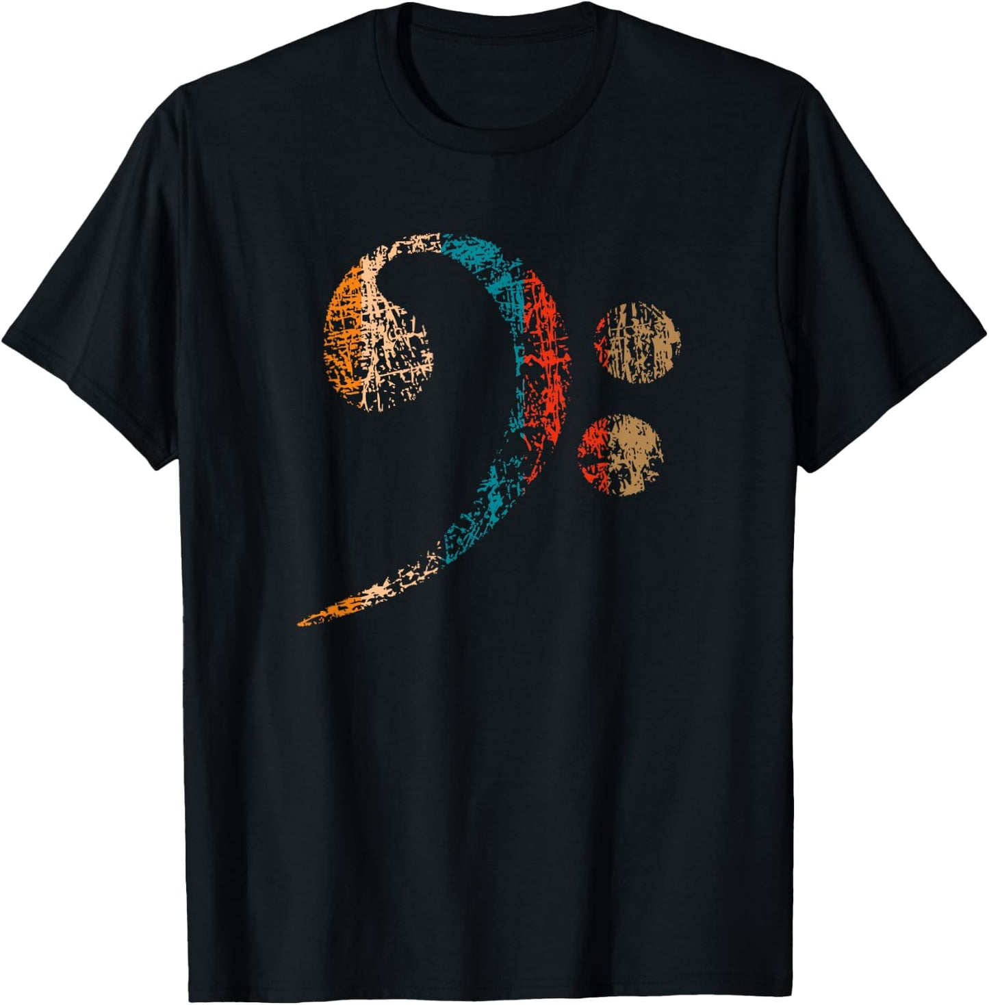 Vintage Bass Clef for Bass Players, Bassists Bands Orchestra T-Shirt - T-Shirt | Black