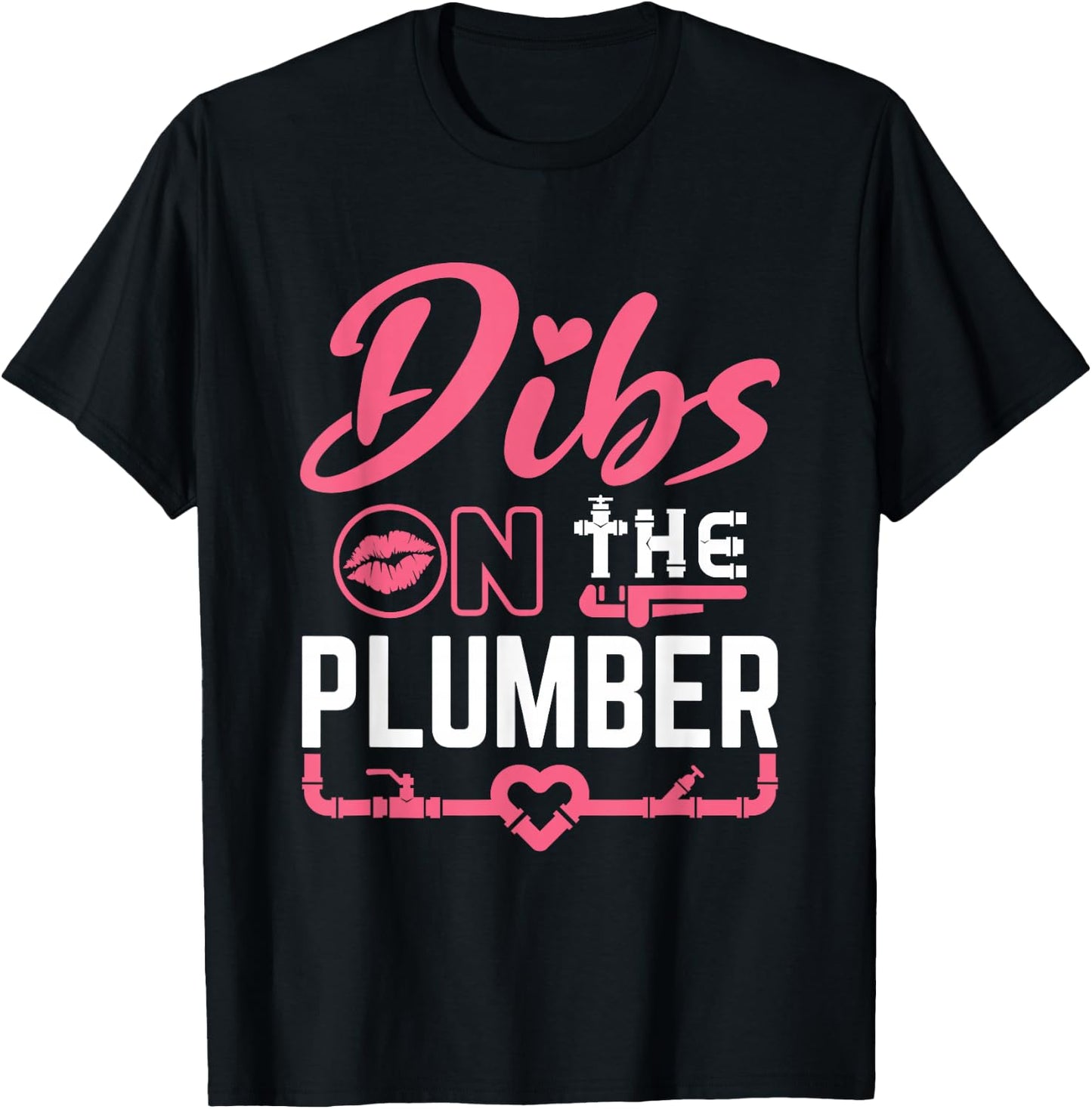 Plumbers Wife Gifts and Apparel Dibs on the Plumber Wife Girlfriend Fiance Cute Plumbing - Women's Black Modern Letter Print Short Sleeve - Small T-Shirt - T-Shirt | Black