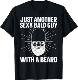 Funny Bald Man Art Boys Facial Hair Bearded Bald Guy T-Shirt - T-Shirt | Black