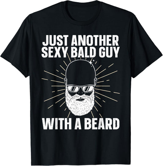 Funny Bald Man Art Boys Facial Hair Bearded Bald Guy T-Shirt - T-Shirt | Black