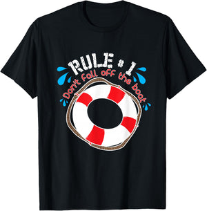 Funny Rule Number 1 Don't Fall off the Boat Holiday Cruise T-Shirt - T-Shirt | Black
