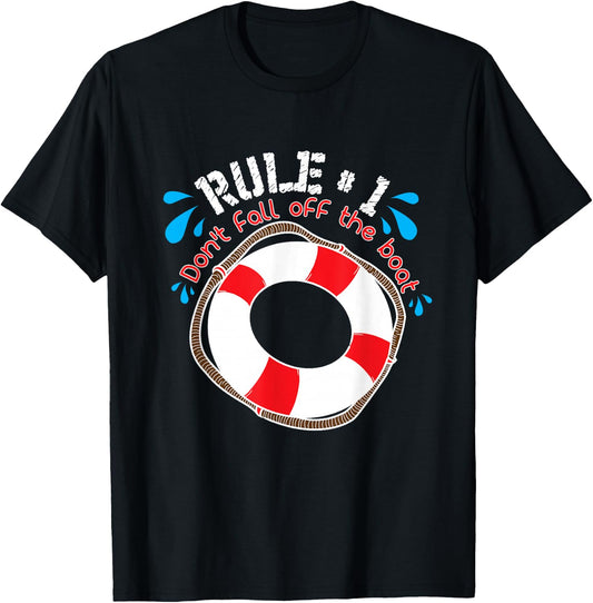 Funny Rule Number 1 Don't Fall off the Boat Holiday Cruise T-Shirt - T-Shirt | Black