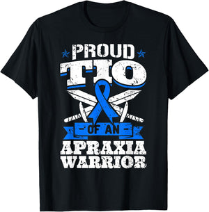 Proud Tio Of An Apraxia Warrior Blue Awareness Ribbon Uncle T-Shirt - T-Shirt | Black