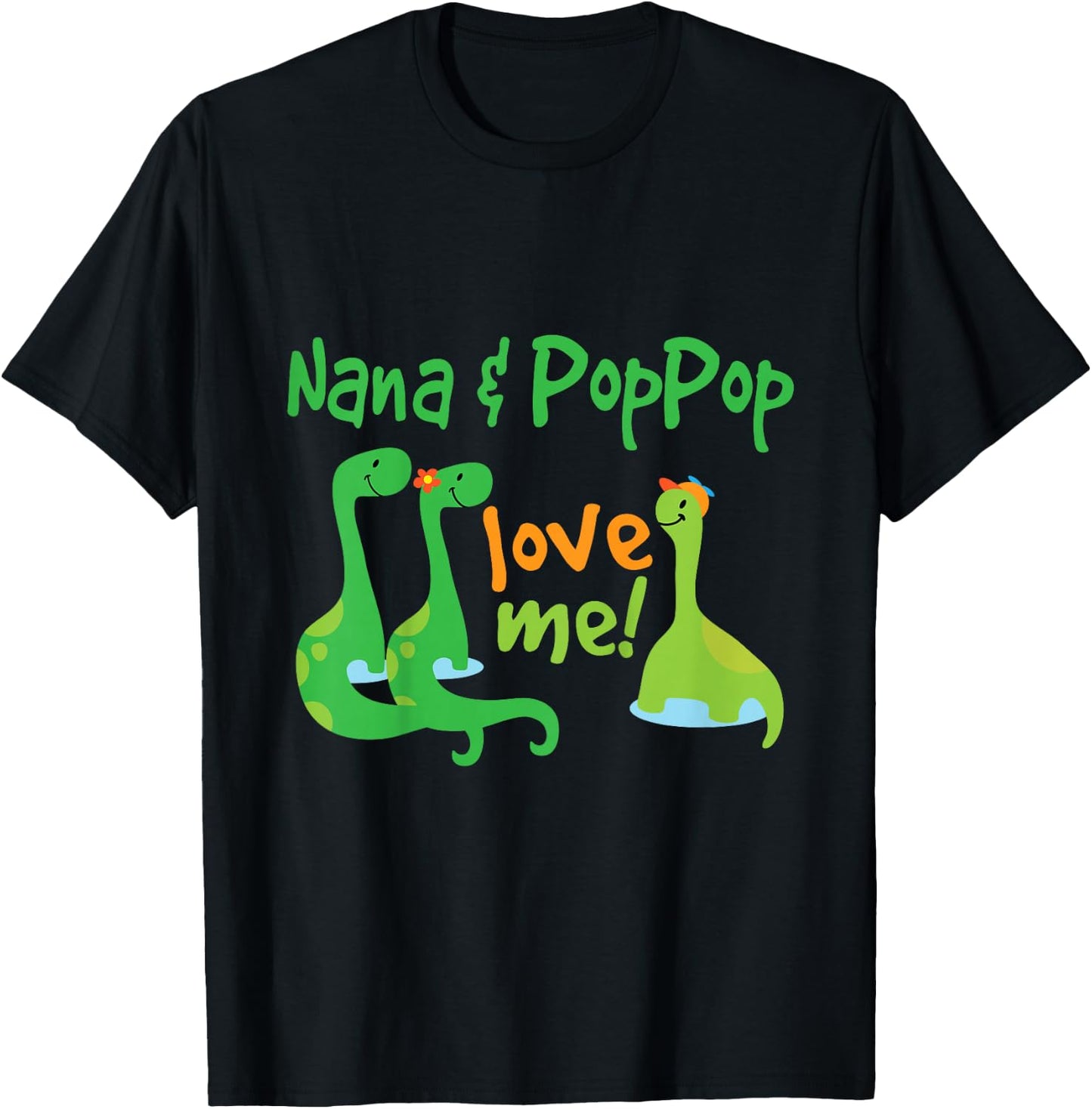 Kids Nana and PopPop Love Me Grandson Dinosaur T-Shirt - T-Shirt | Black