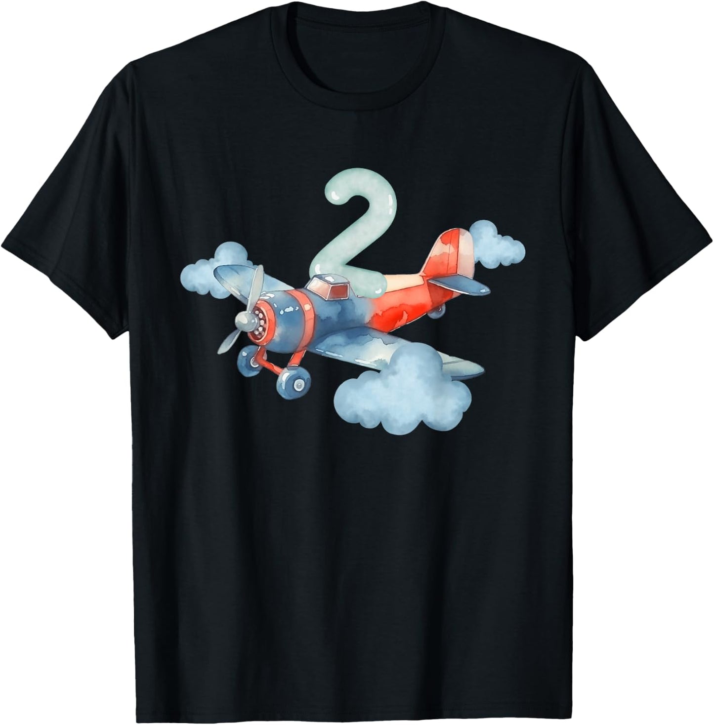 2nd Birthday Boys Airplane Pilot 2 Year Old Boy T-Shirt - T-Shirt | Black