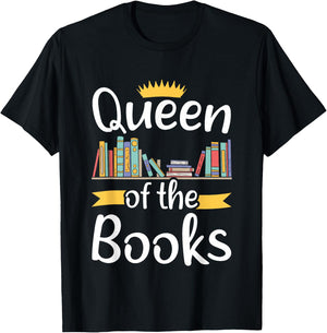 Librarian Queen Of The Books Book Reading Library T-Shirt - T-Shirt | Black
