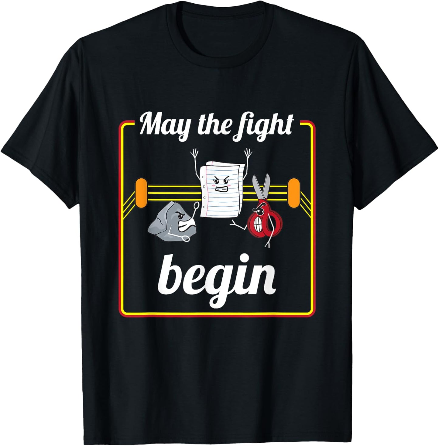 May The Fight Begin Cute Rock Paper Scissors T-Shirt - T-Shirt | Black