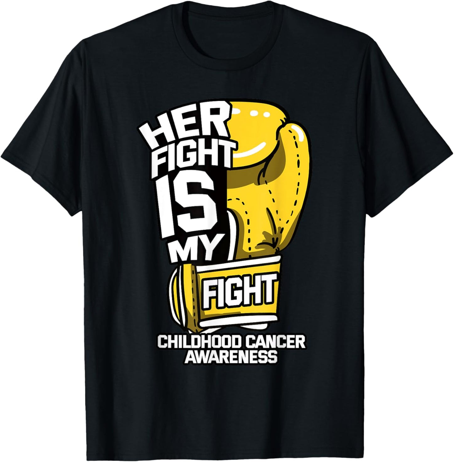 Her Fight is My Fight Childhood Cancer Parents Ribbon Gift T-Shirt - T-Shirt | Black