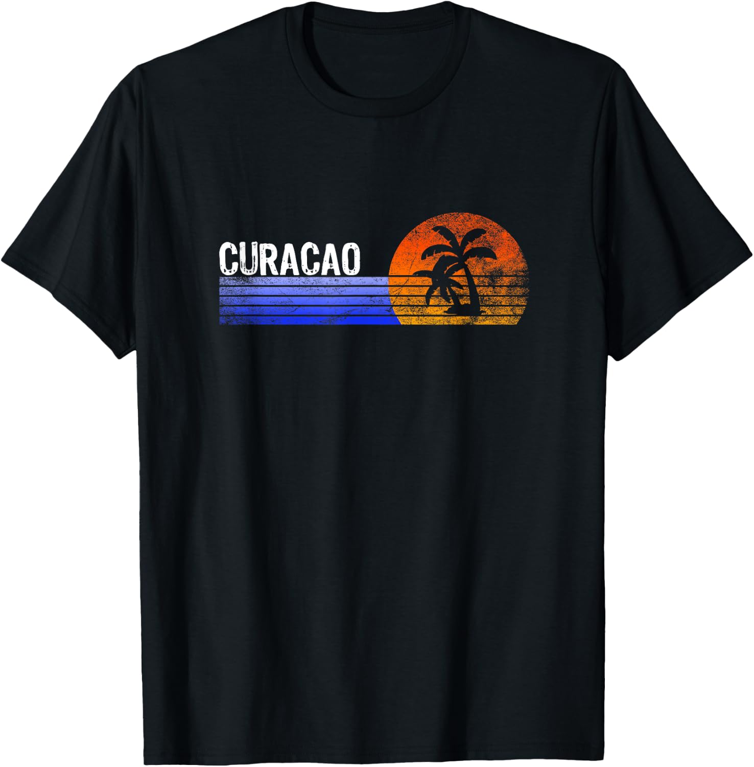 Curacao Vacation Retro Souvenir Sunset Vintage Trip Curacao T-Shirt - T-Shirt | Black