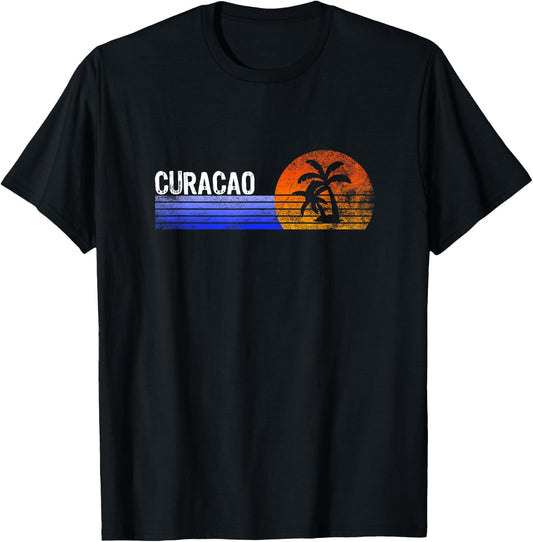 Curacao Vacation Retro Souvenir Sunset Vintage Trip Curacao T-Shirt - T-Shirt | Black