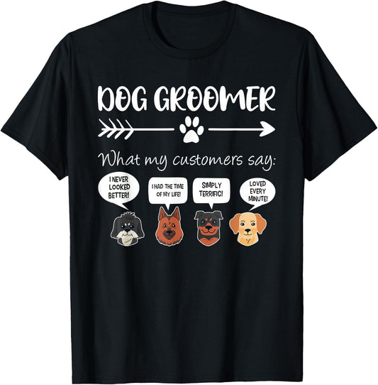 Dog Groomer Shirt Funny Dog Grooming Gift Dog Salon Women Girls Kids T-Shirt - T-Shirt | Black