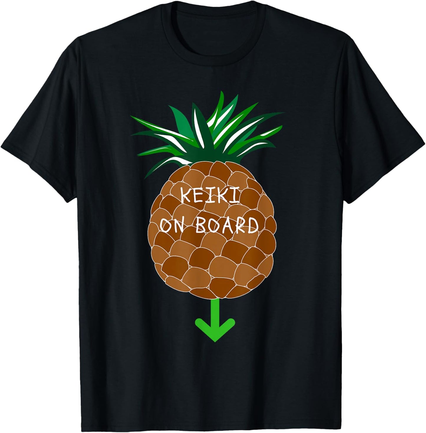 Keiki on Board Pineapple Hawaii Hawaiian Pregnancy Ohana T-Shirt - T-Shirt | Black