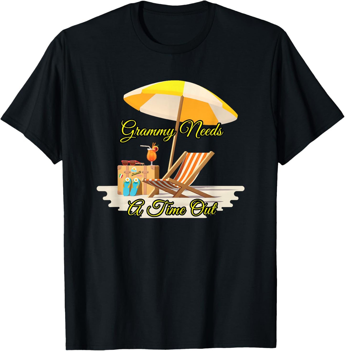 Grammy Needs A Timeout On The Beach With An Adult Beverage T-Shirt - T-Shirt | Black