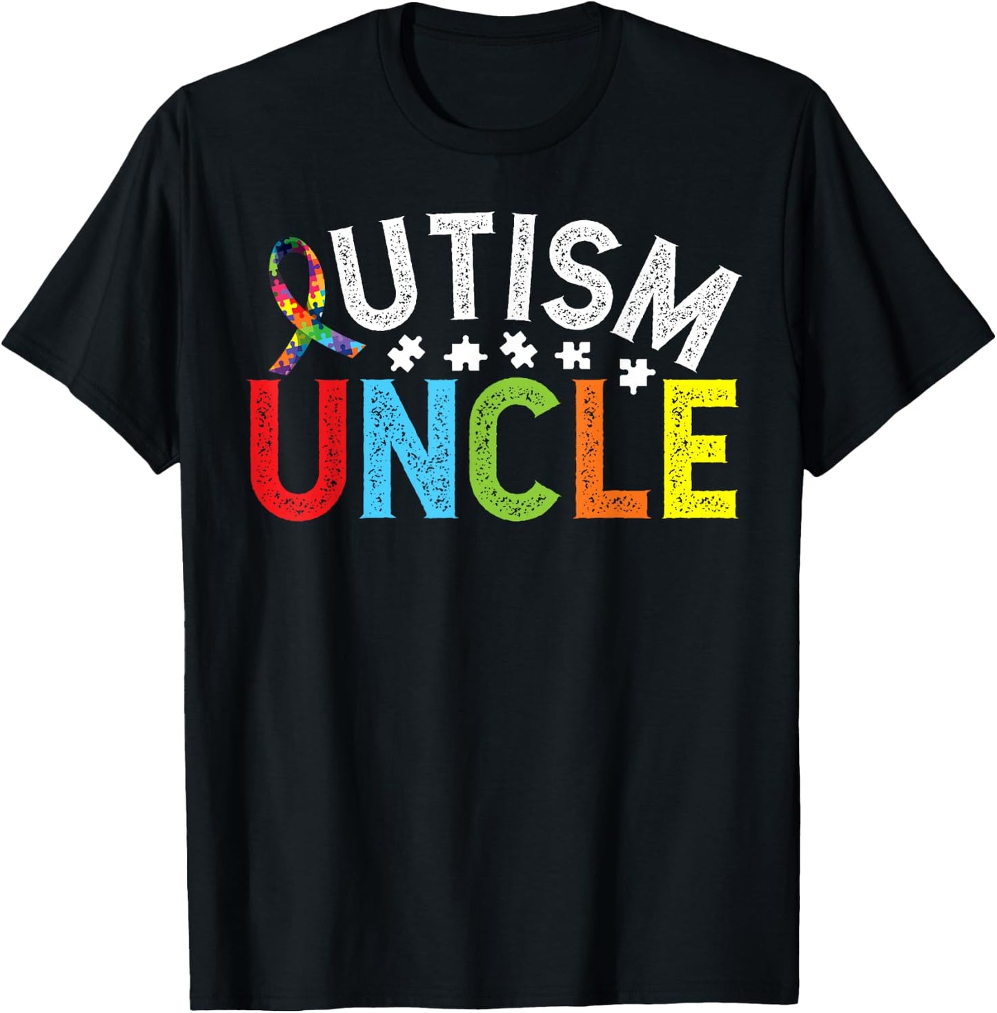 Proud Autism Uncle Autism Awareness For Uncle T-Shirt - T-Shirt | Black