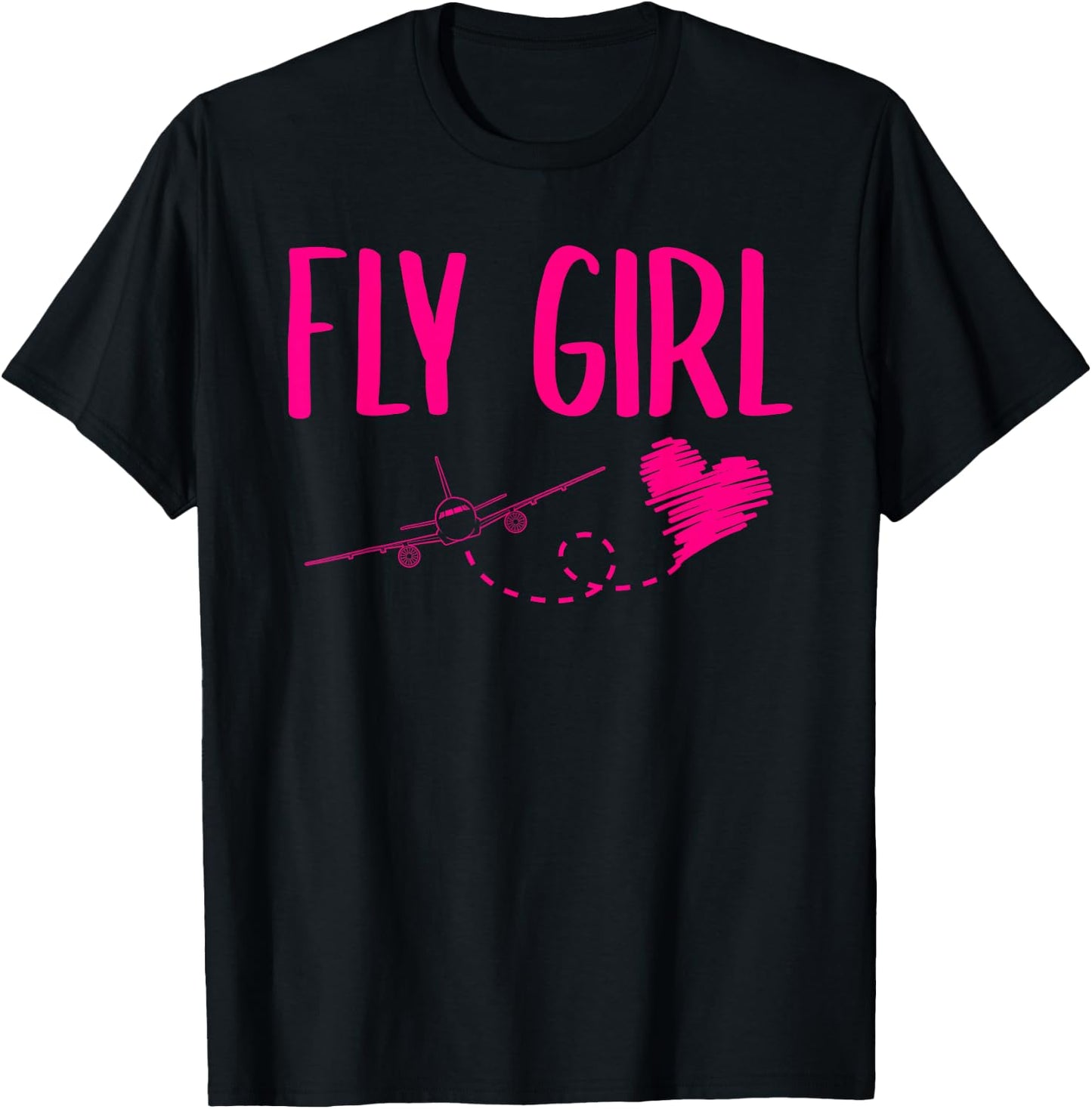 Plane Airplane Heart Flying Pilot Aircraft Aviation Fly Girl T-Shirt - T-Shirt | Black