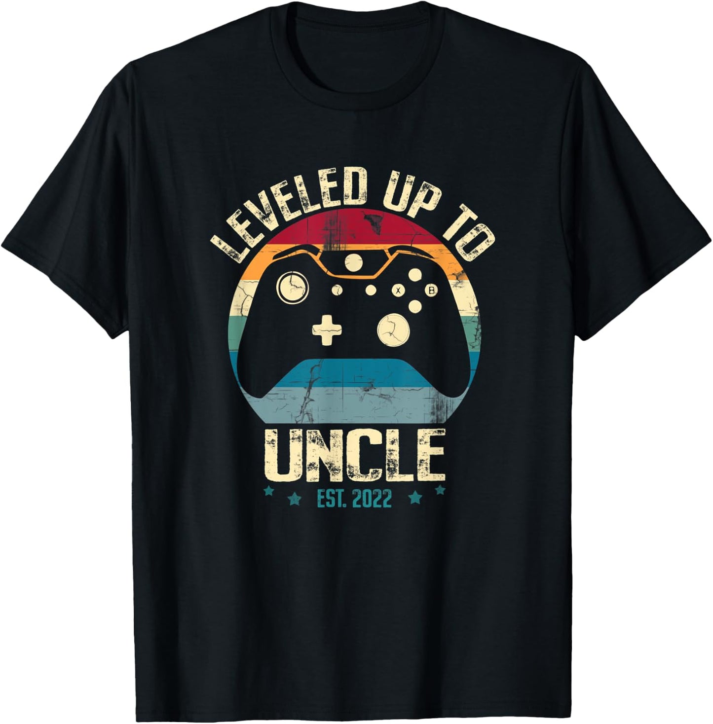 I Leveled Up To Uncle Pregnancy Announcement Uncle Gamer T-Shirt - T-Shirt | Black