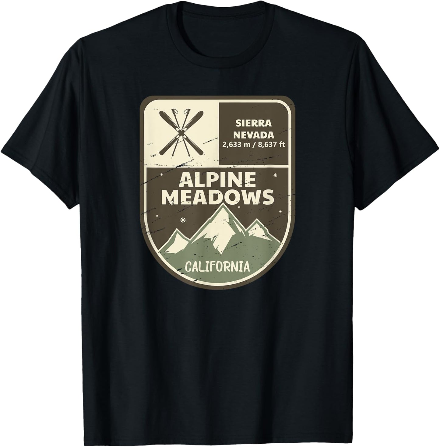 Alpine Meadows California Vintage T-Shirt - T-Shirt | Black