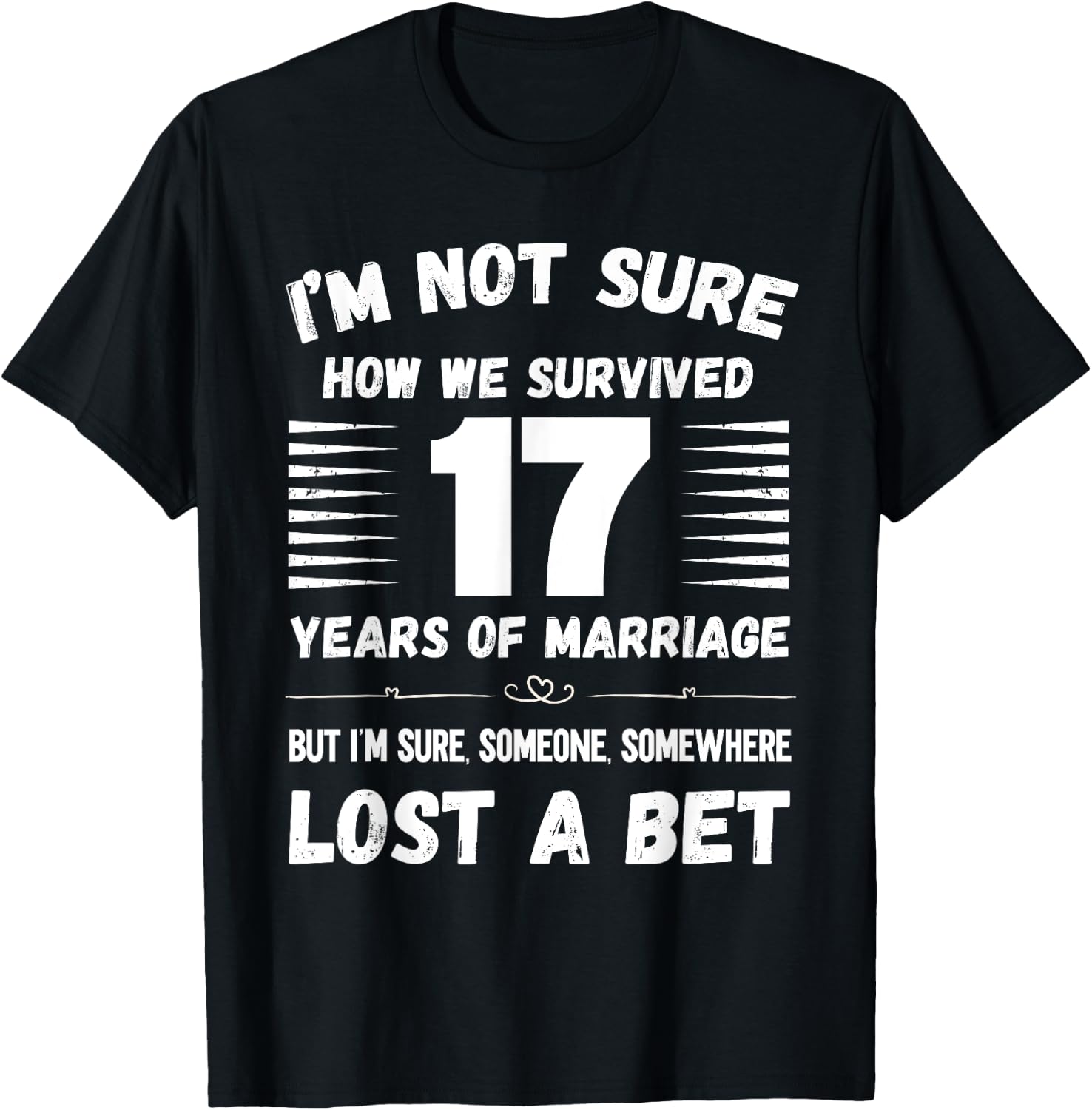 17 Year Wedding Anniversary Survived Funny T-Shirt - T-Shirt | Black