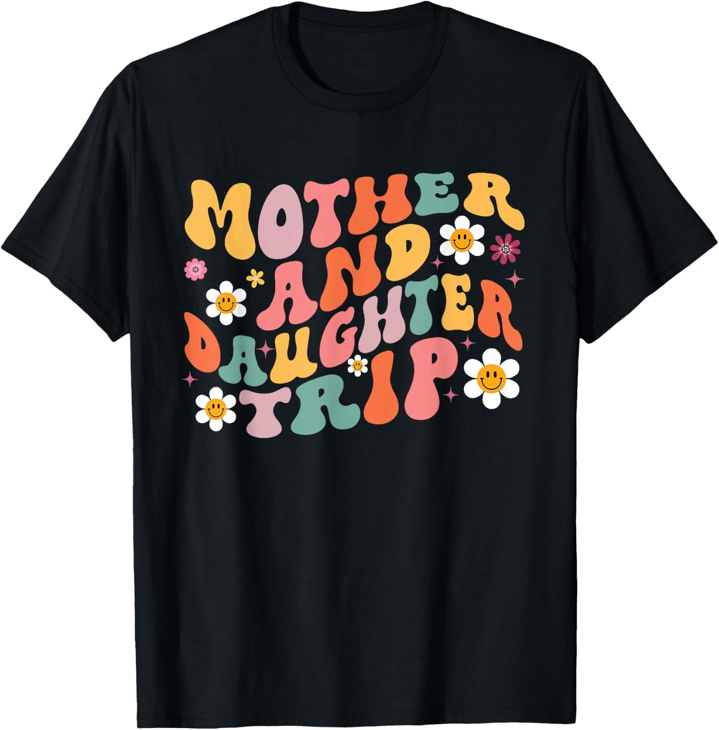 Mother Daughter Trip 2026 Vacation Mom Daughter Travel Retro T-Shirt - T-Shirt | Black