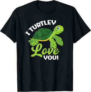 Cute Valentines Day Turtle - I Turtley Love You Valentine T-Shirt - T-Shirt | Black