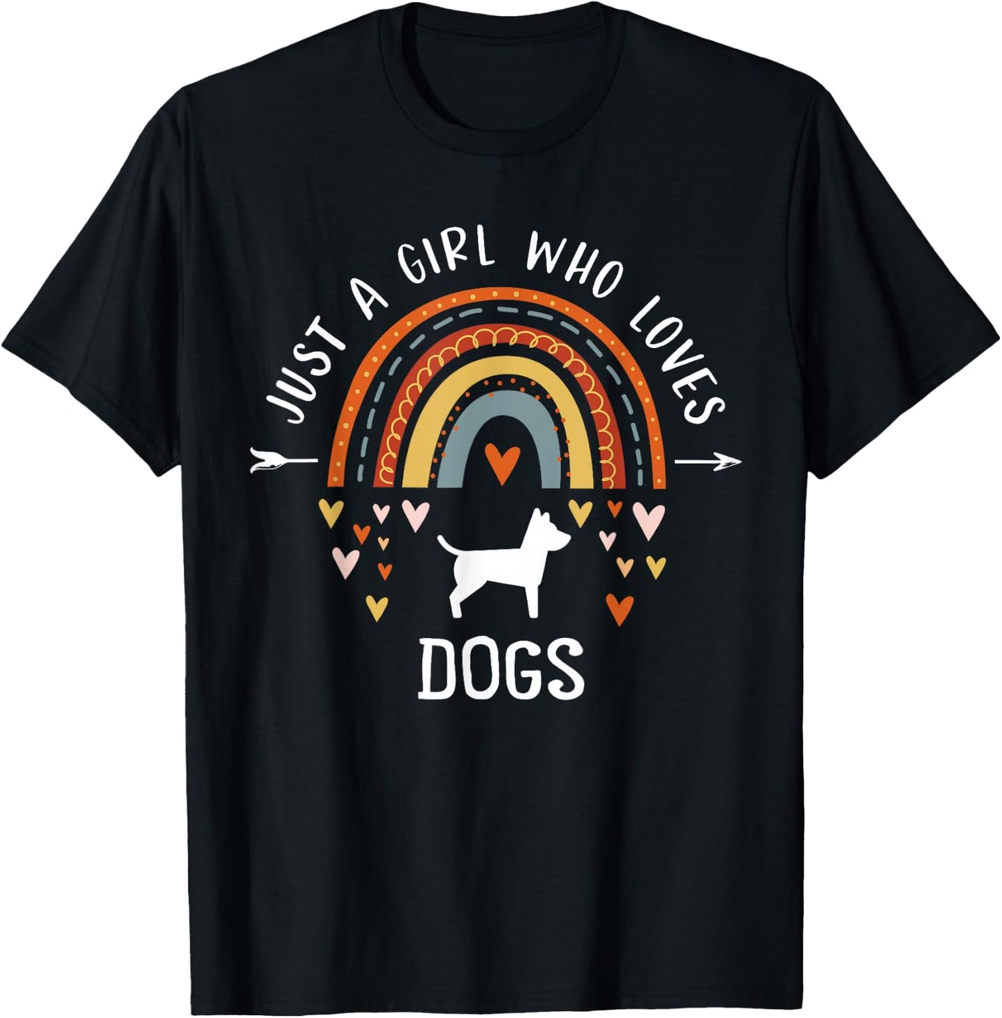 Just A Girl Who Loves Dogs Rainbow Gifts For Dog Lover Women T-Shirt - T-Shirt | Black