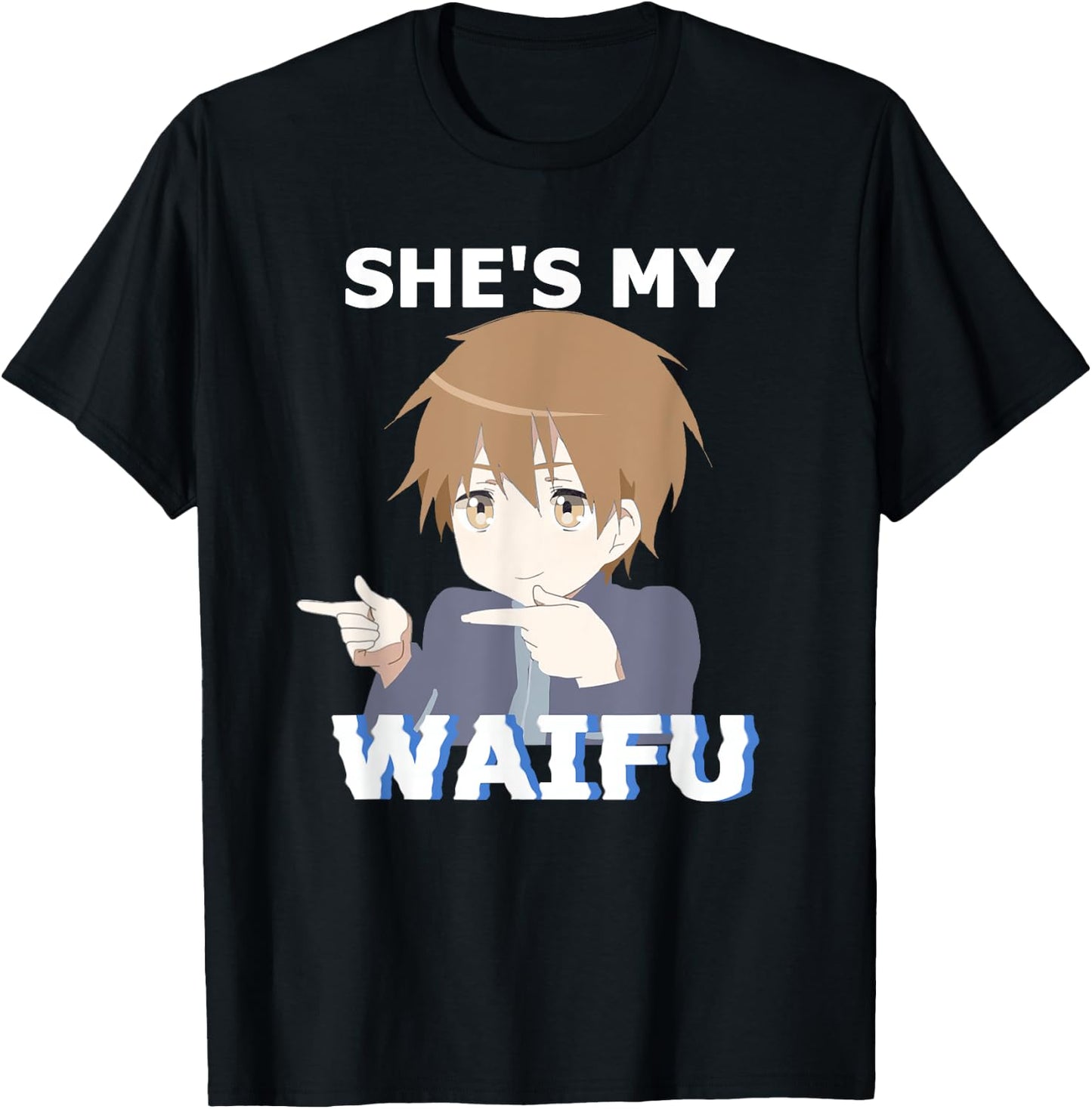 She's my Waifu He's my Husbando Anime Manga Couple Matching T-Shirt - T-Shirt | Black