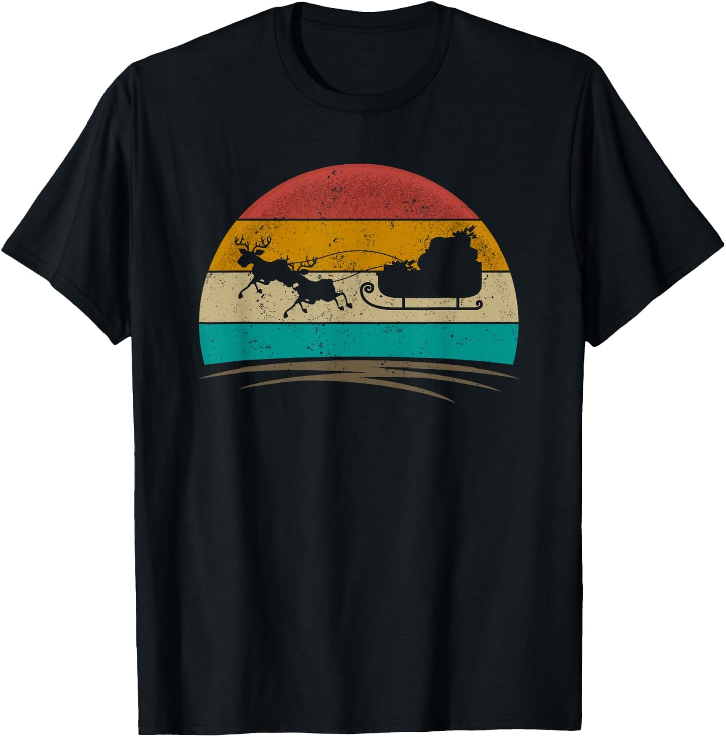 Santa Retro Vintage 70s Distressed Christmas Men Women T-Shirt - T-Shirt | Black