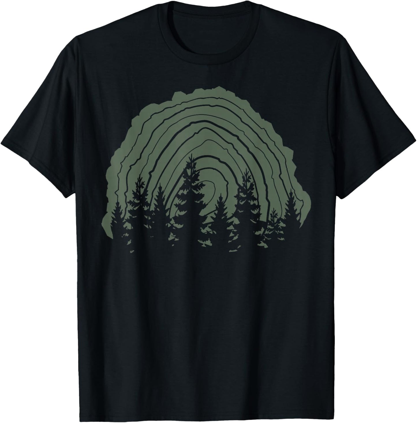 Wood Stump Tree Line Silhouette T-Shirt - T-Shirt | Black