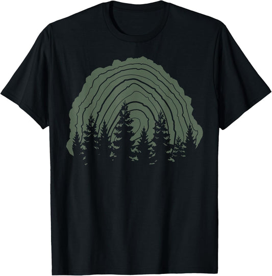 Wood Stump Tree Line Silhouette T-Shirt - T-Shirt | Black