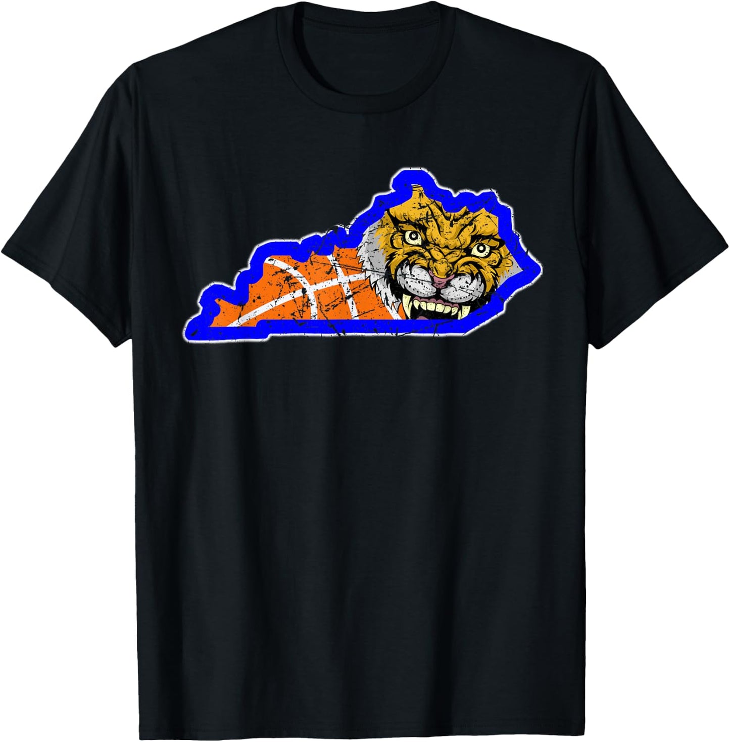 Vintage Worn State of Kentucky Basketball State Shape T-Shirt - T-Shirt | Black