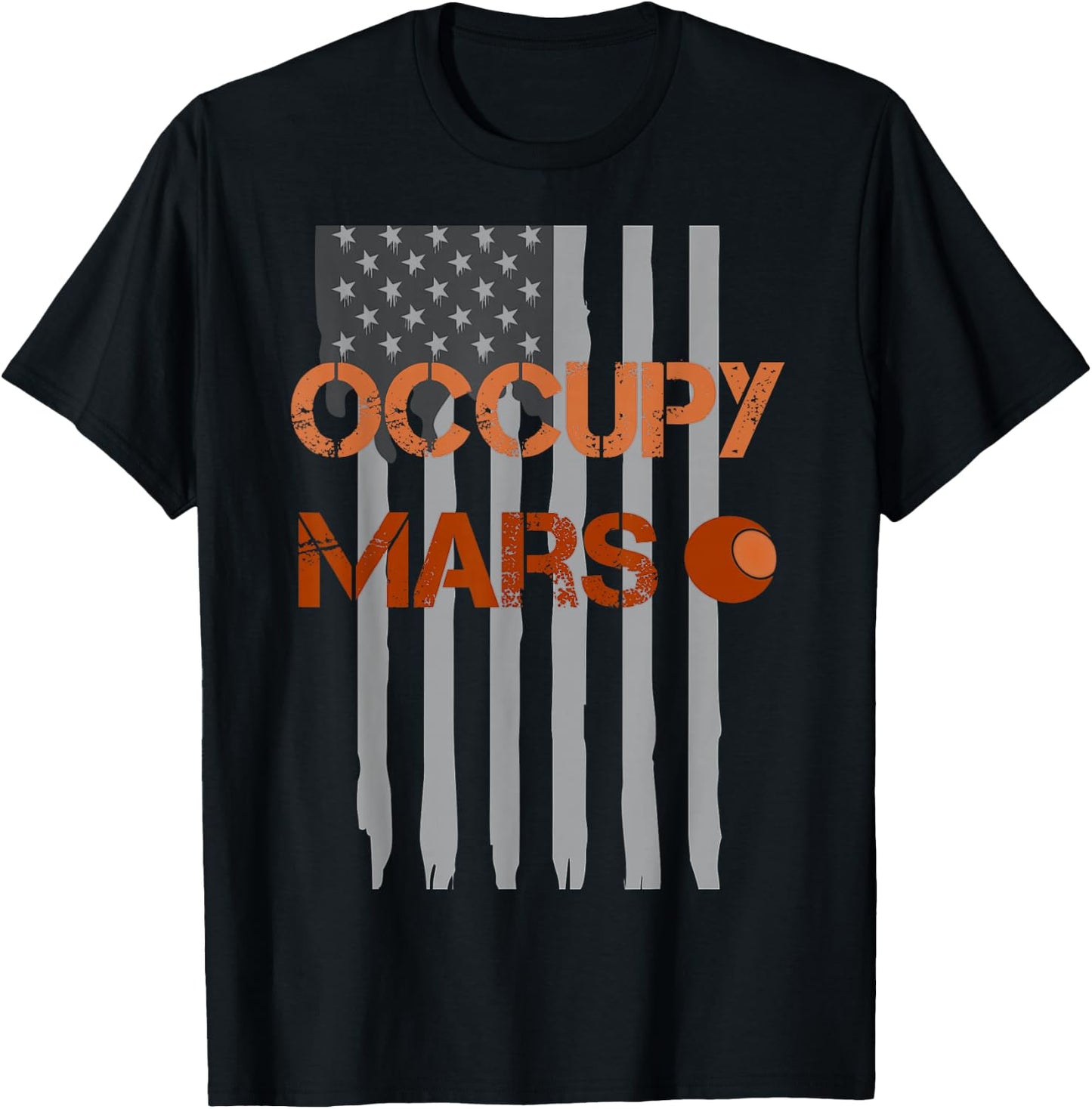 Occupy Mars Rocket scientist to conquer planets USA Flag T-Shirt - T-Shirt | Black