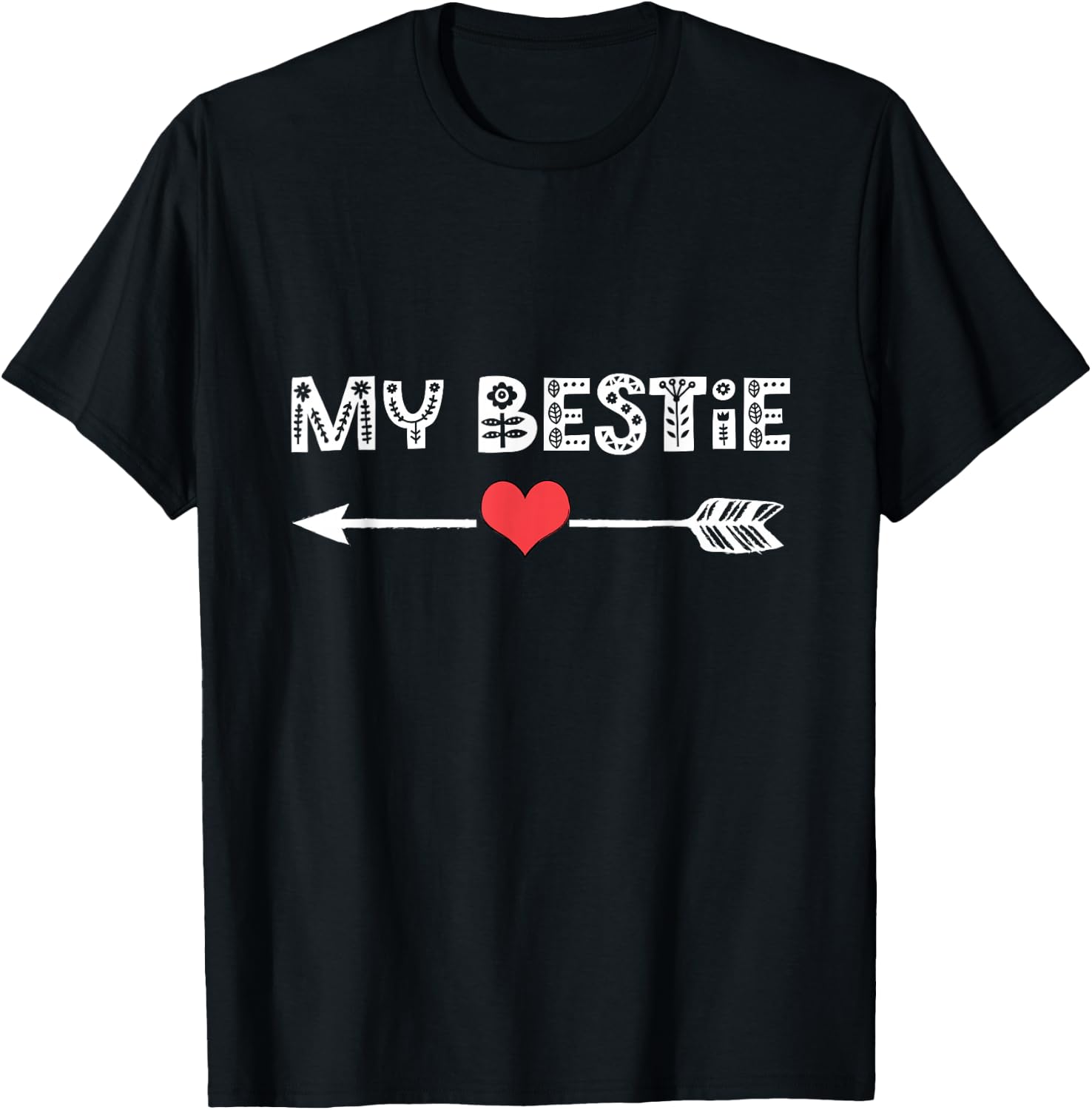 My Bestie BFF Best Friend Left Arrow Heart Love Matching T-Shirt - T-Shirt | Black