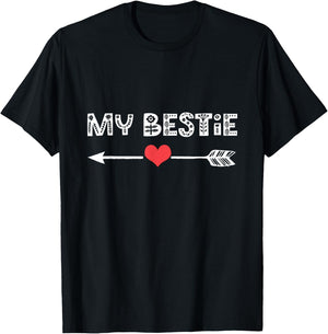 My Bestie BFF Best Friend Left Arrow Heart Love Matching T-Shirt - T-Shirt | Black