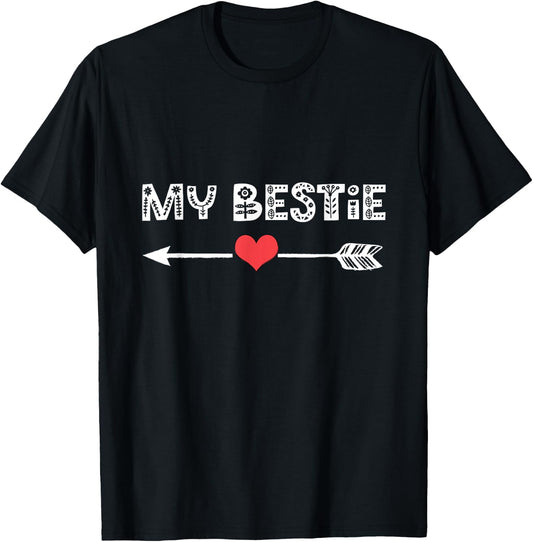 My Bestie BFF Best Friend Left Arrow Heart Love Matching T-Shirt - T-Shirt | Black