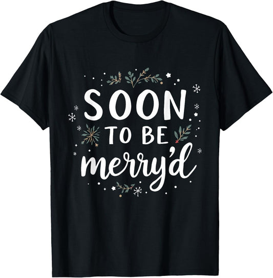 Soon to Be Merry'd Engaged Couples Pajamas Xmas Matching T-Shirt - T-Shirt | Black
