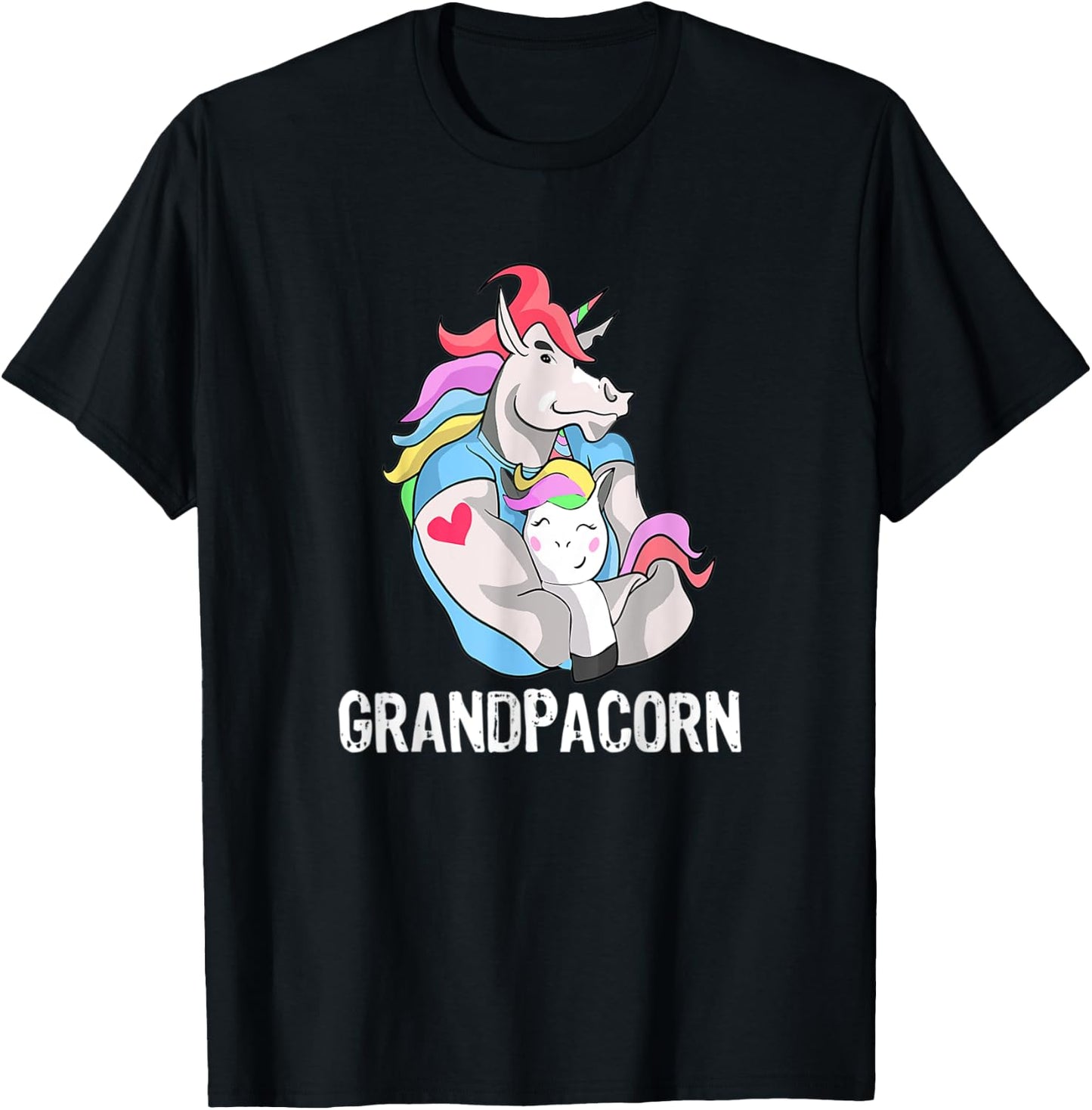Grandpacorn Unicorn Grandpa And Grandson T-Shirt - T-Shirt | Black