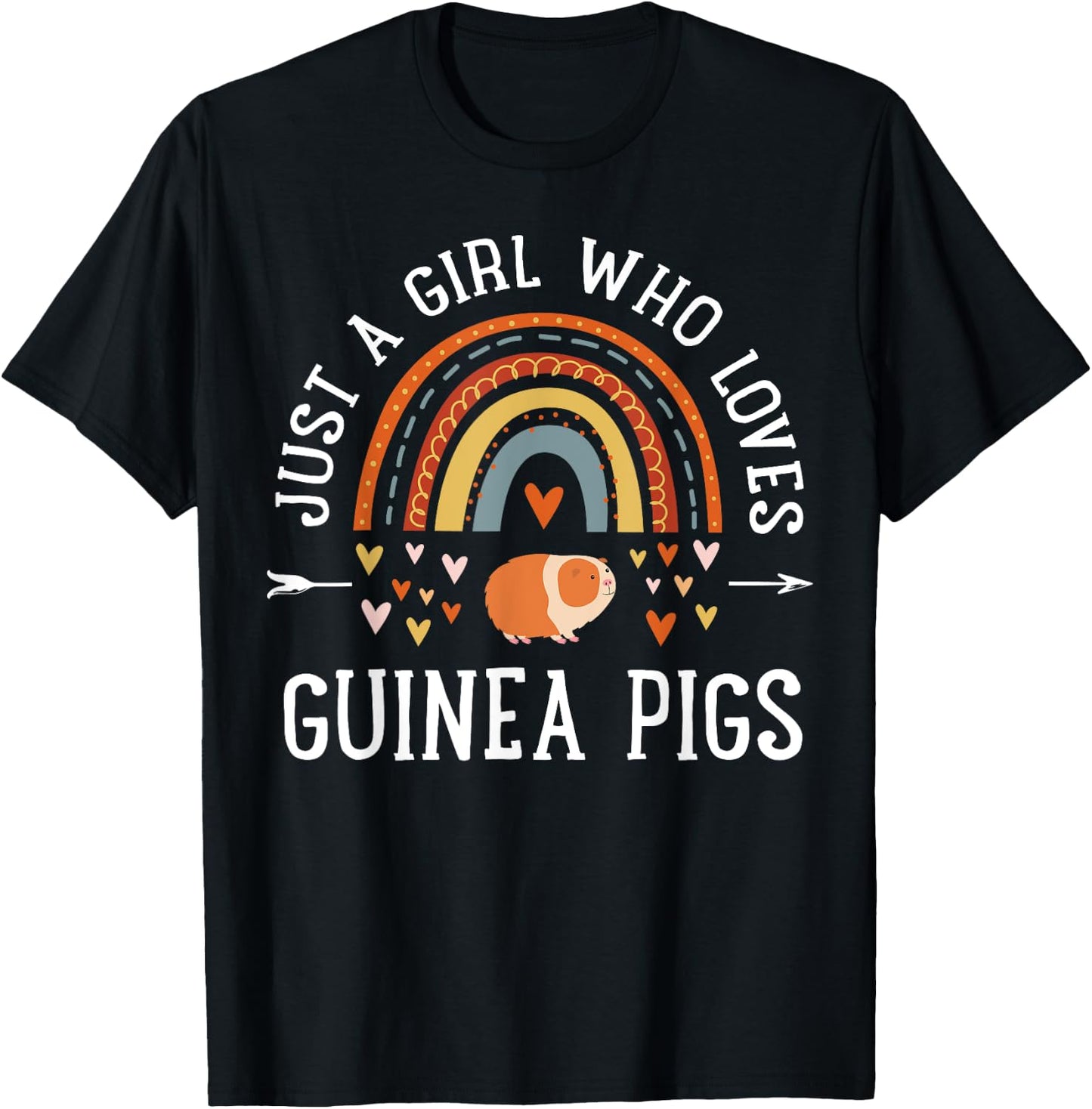 Just A Girl Who Loves Guinea Pigs Rainbow Gifts Cavy Lover T-Shirt - T-Shirt | Black