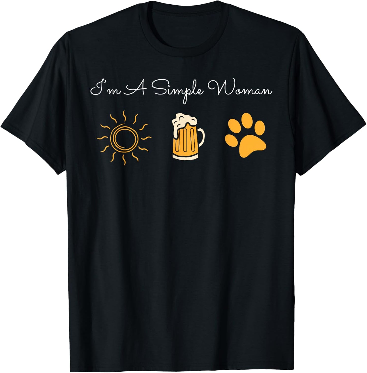 I'm A Simple Woman Sunshine Craft Beer Dog Owner Paw Summer T-Shirt - T-Shirt | Black