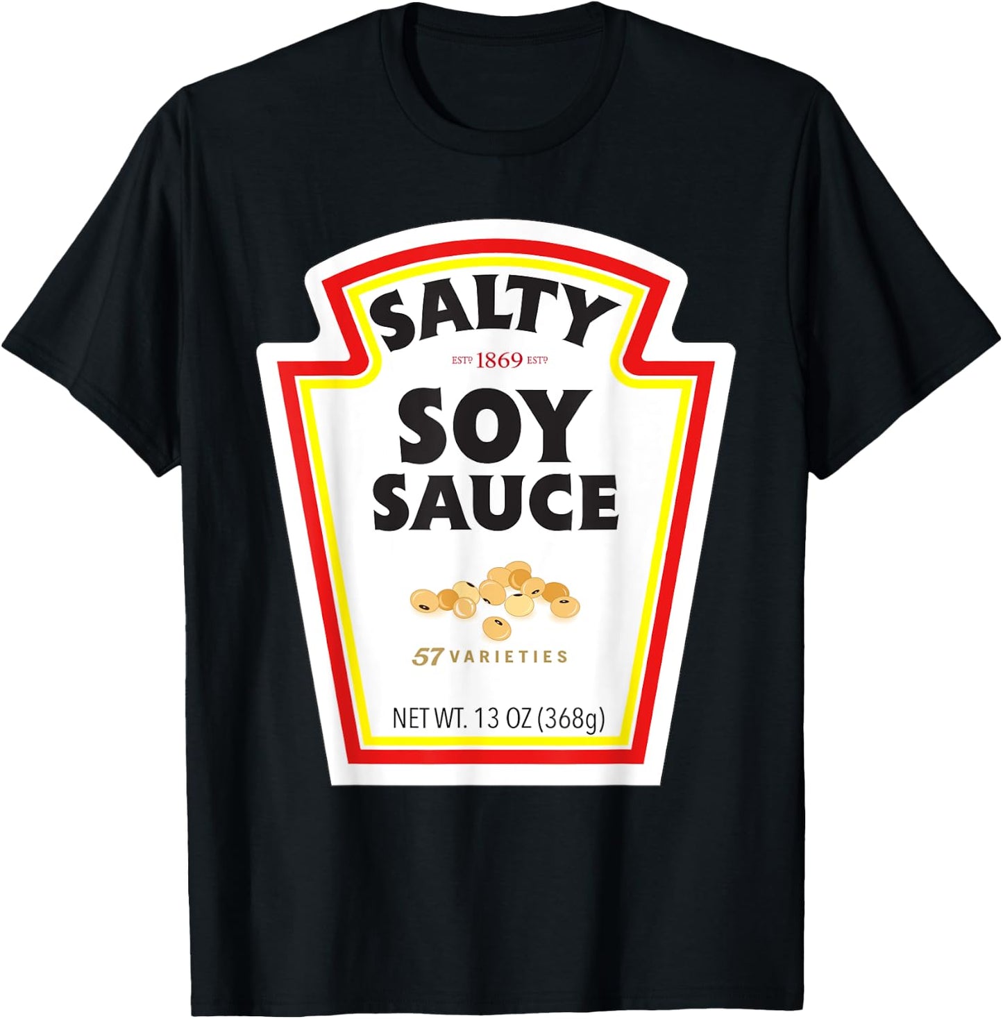 Halloween Matching Costume Salty Soy Sauce Bottle Label T-Shirt - T-Shirt | Black