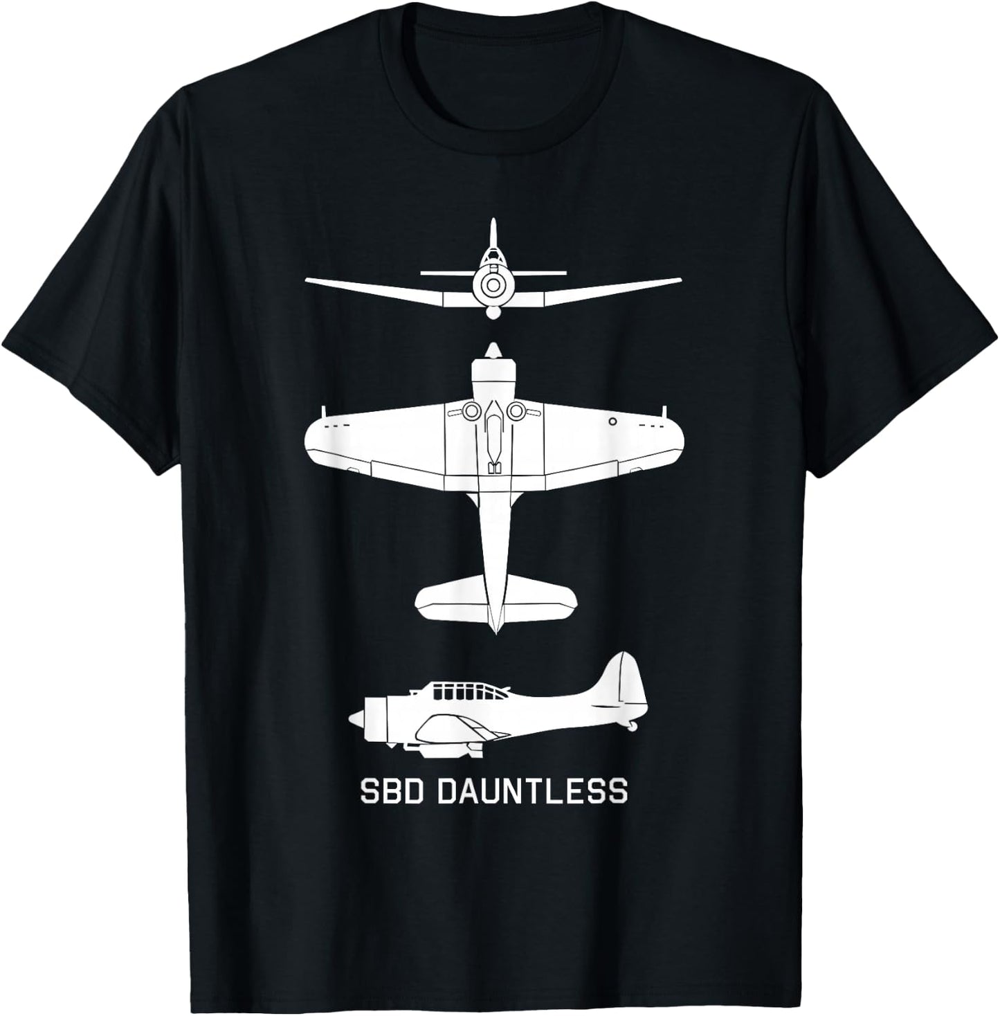 SBD Dauntless American WW2 Dive Bomber Plane Silhouettes T-Shirt - T-Shirt | Black