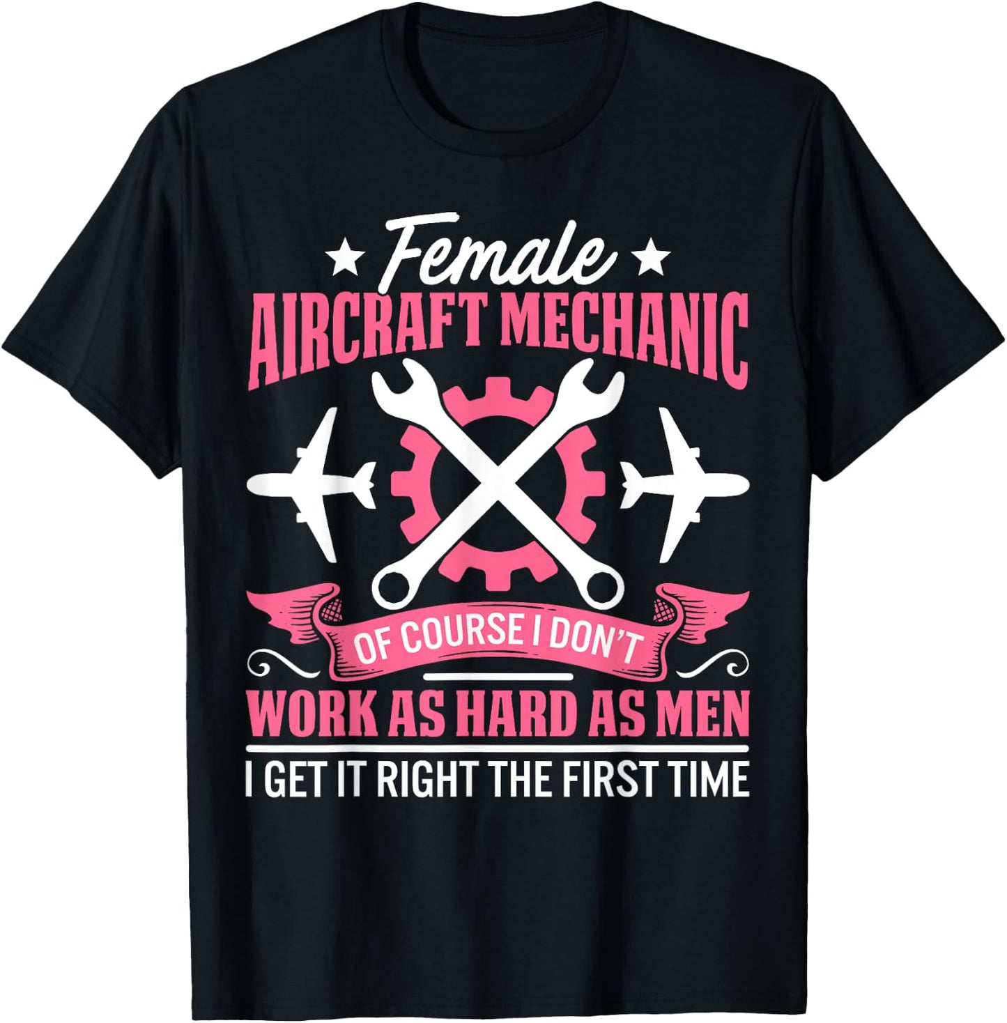 Female Aircraft Mechanic Aviation Mechanic Airplane Mechanic T-Shirt - T-Shirt | Black