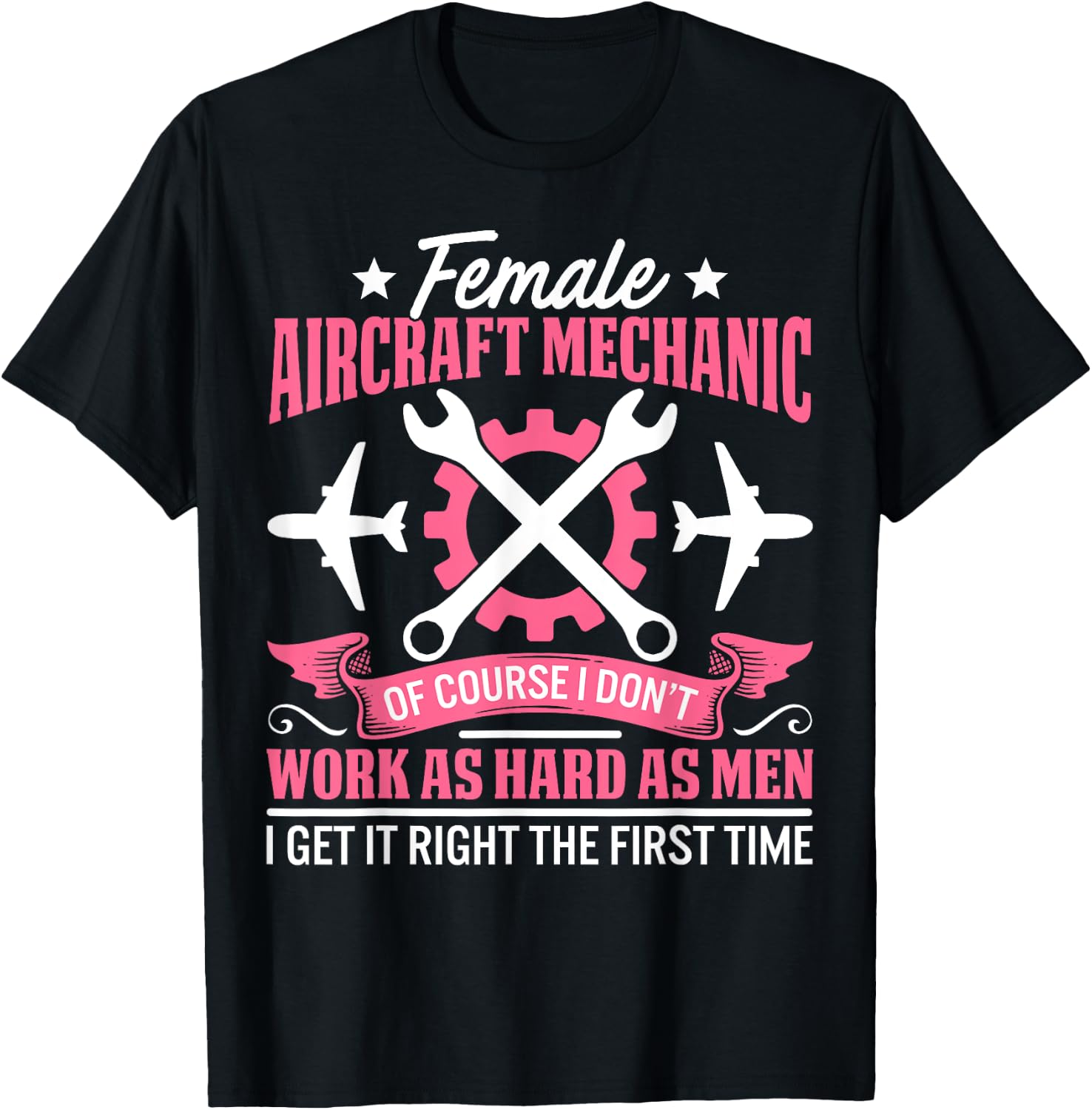 Female Aircraft Mechanic Aviation Mechanic Airplane Mechanic T-Shirt - T-Shirt | Black