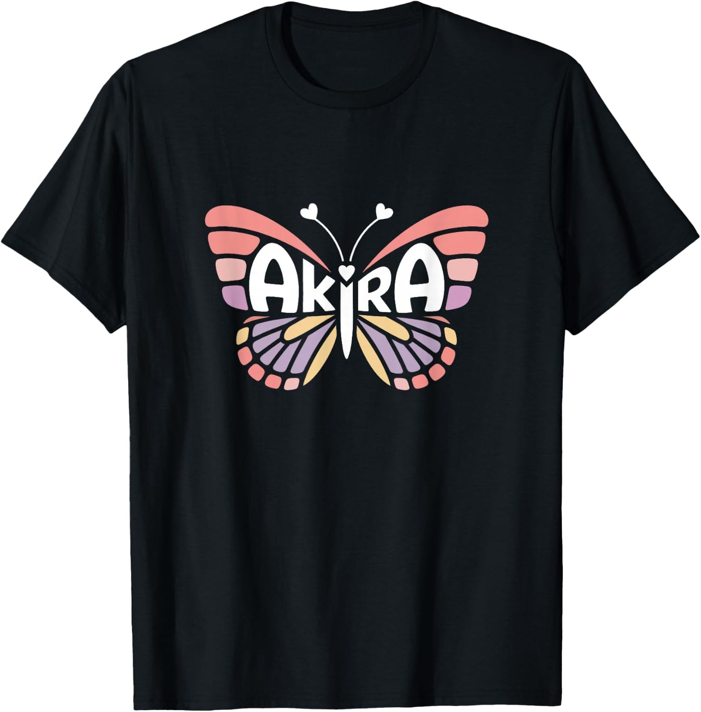 Akira Butterfly - Personalized Cute Name Word Art T-Shirt - T-Shirt | Black