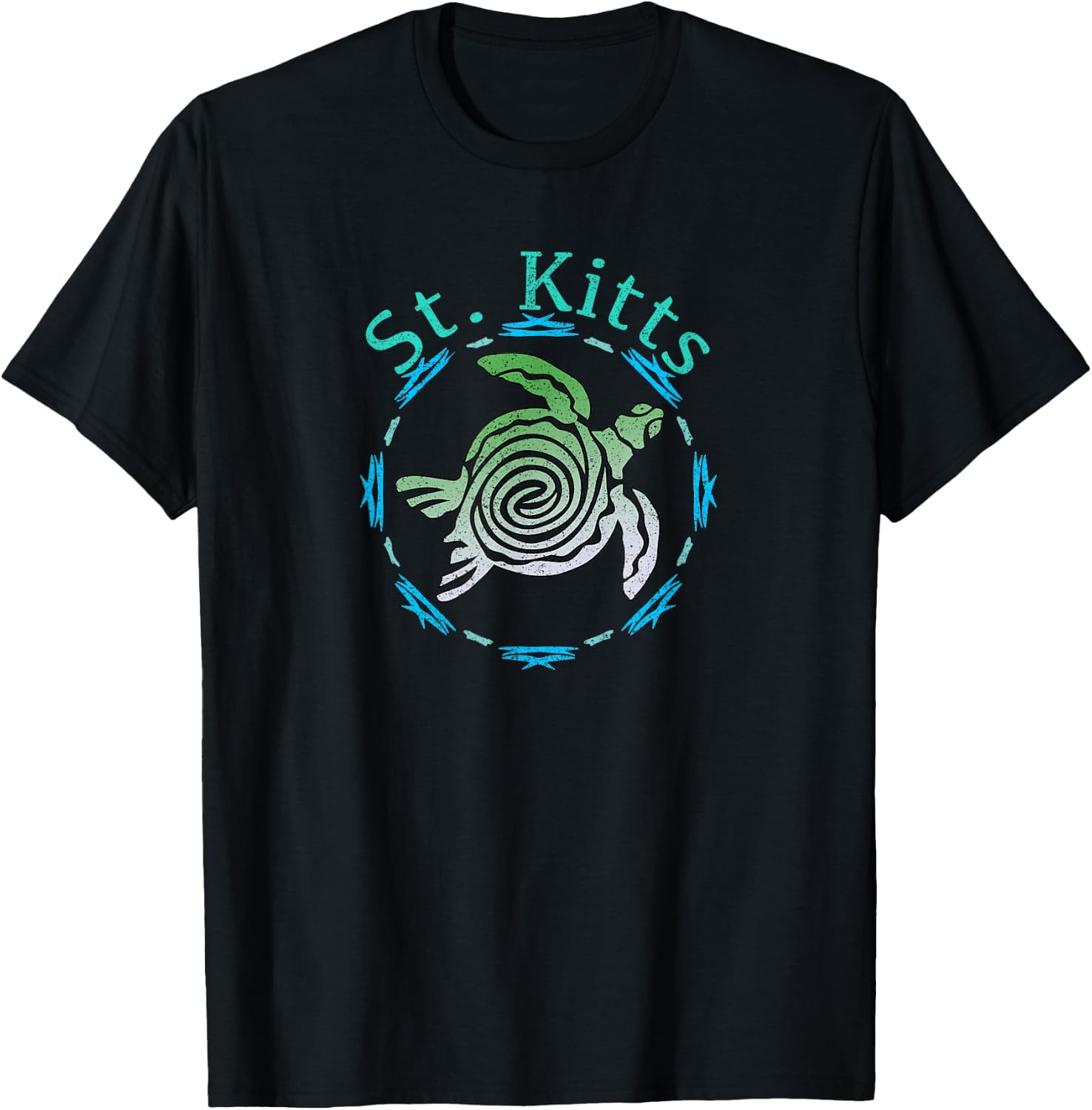 Vintage St. Kitts Travel Shirts And Apparel -Adults Retro Black Small Classic Fit Short Sleeve T-Shirt - T-Shirt | Black