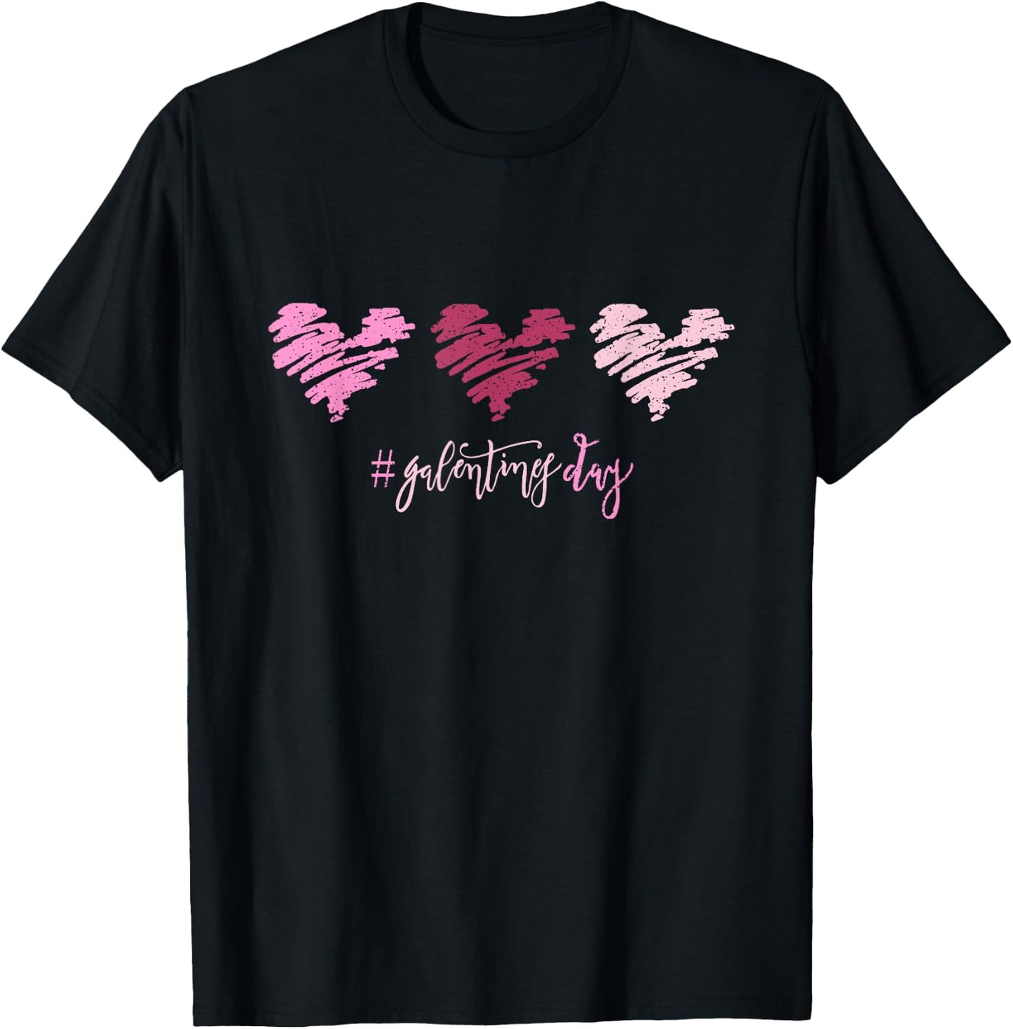Triple Heart Galentines Day T-Shirt - T-Shirt | Black