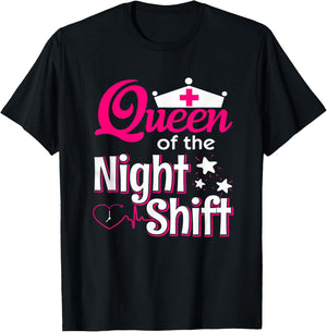 Hot Trend Shirt Queen Of The Night Shift Nurse T-Shirt - T-Shirt | Black