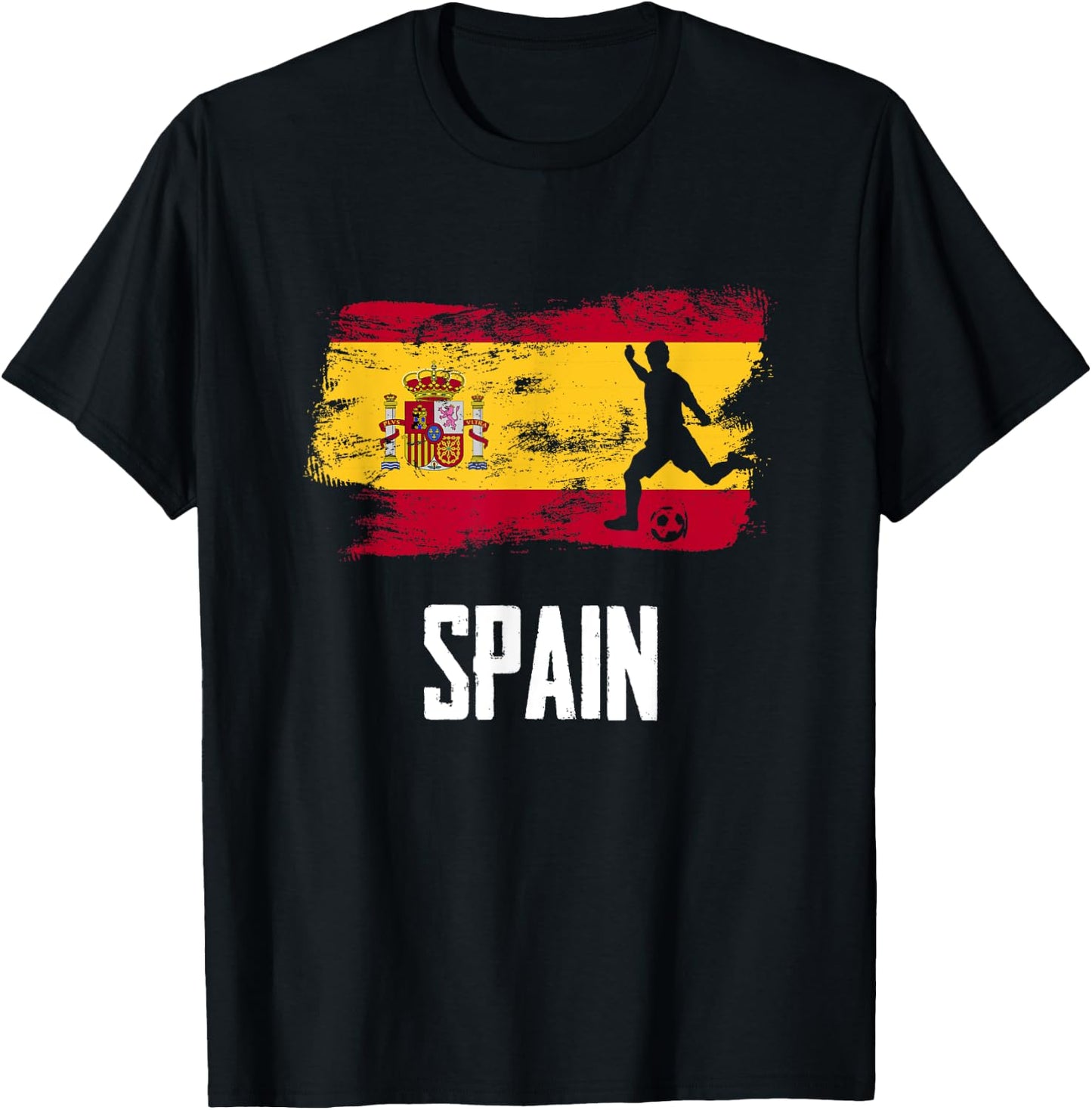 Spain Flag Jersey Spanish Soccer Team Spanish T-Shirt - T-Shirt | Black