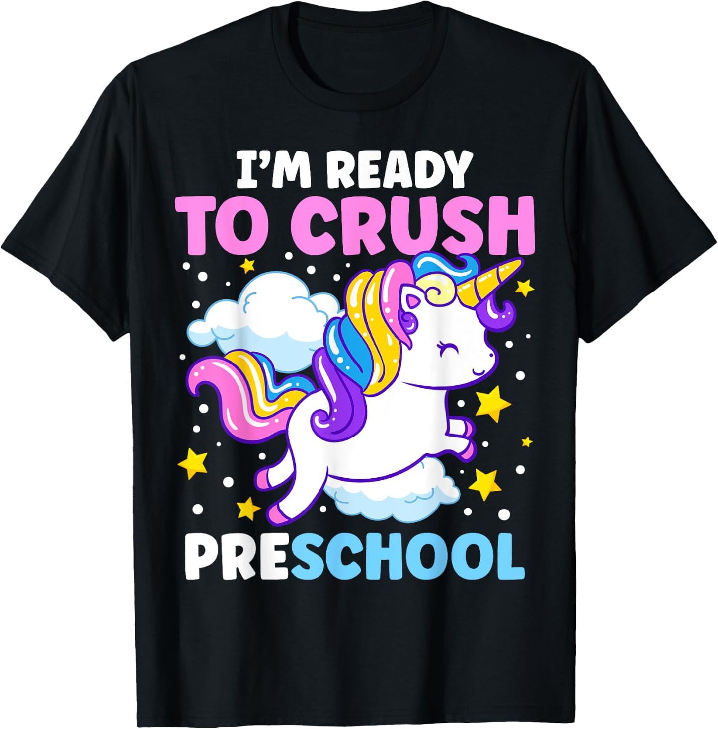 First Day of Pre-K I'm Ready To Crush Preschool Unicorn Kids T-Shirt - T-Shirt | Black