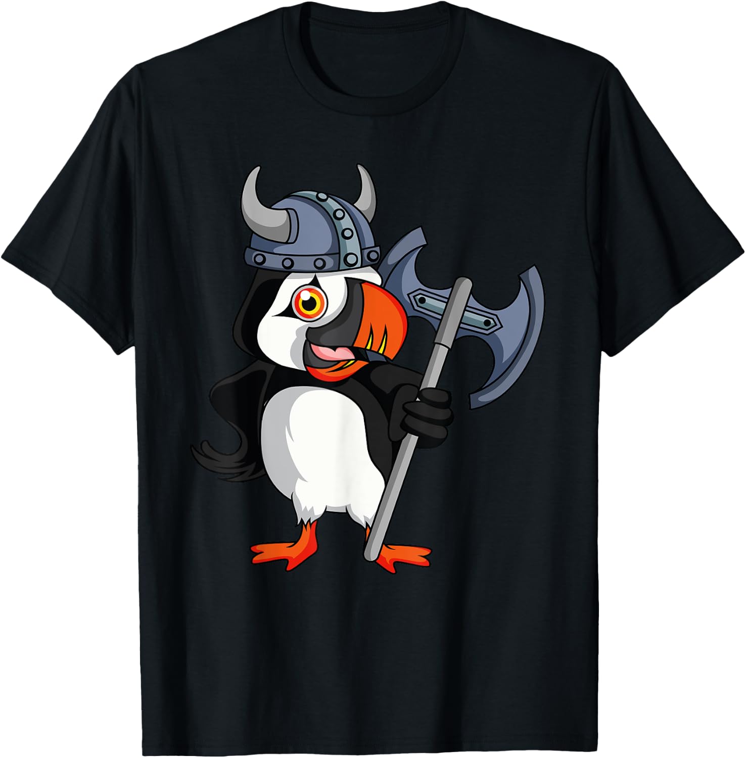 Iceland Puffin Souvenir Viking helmet T-Shirt - T-Shirt | Black